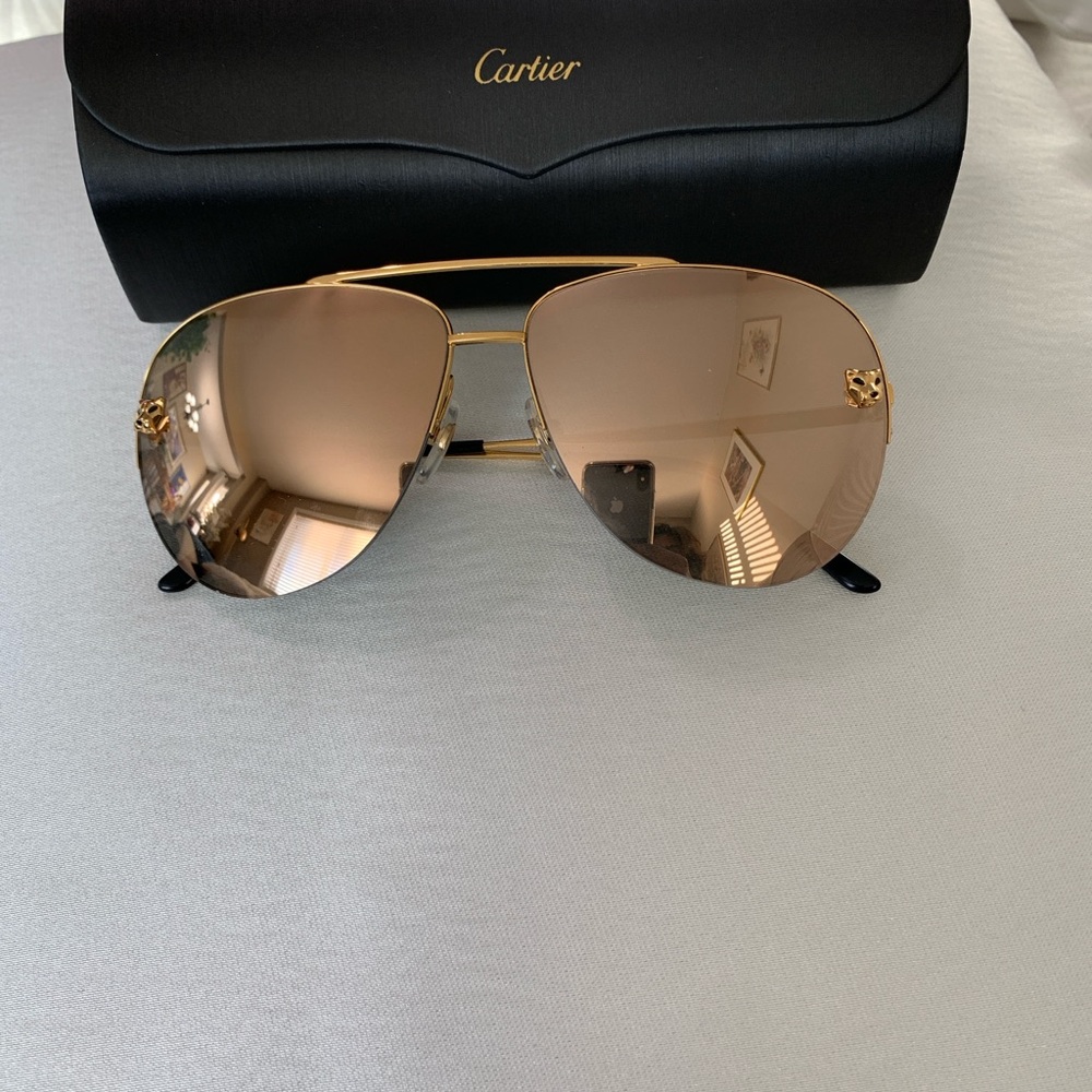 Cartier Gold Aviator Sunglasses panthers